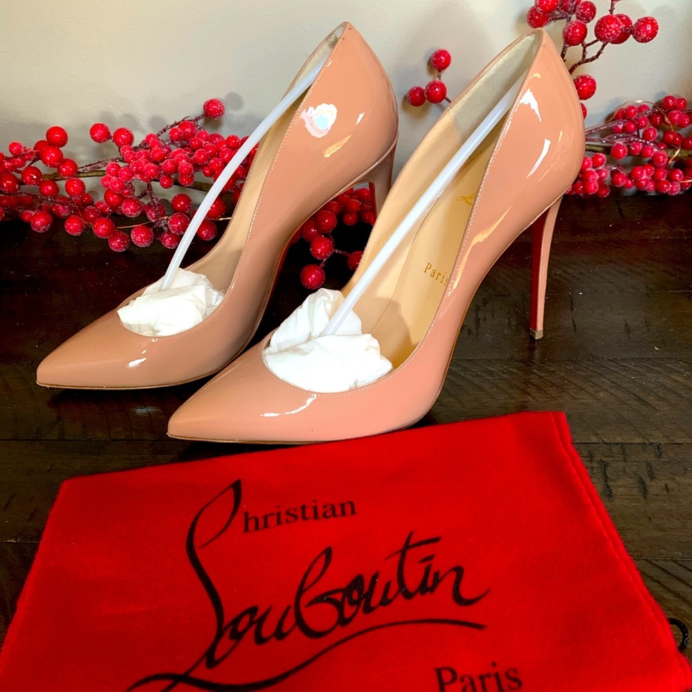 Christian Louboutin Pigalle Follies 100 Patent Leather Pumps in Nude Size 39 (9)